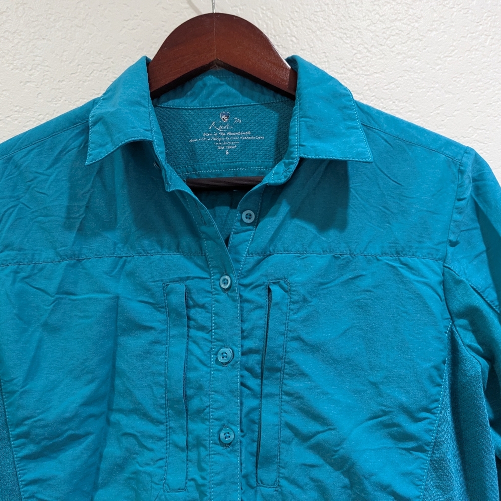 Kuhl Women's Teal Blue Button Up Collared Outerwear Shirt size Small - Picture 2 of 12